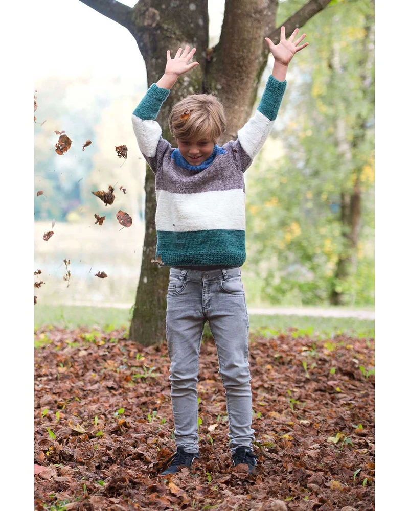Anleitung Kinder-Raglanpulli gestreift