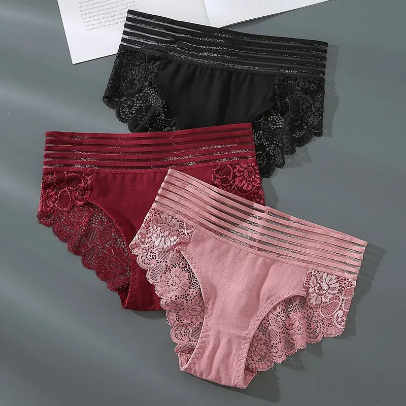 3Stk Frauen Spitze Tanga String Höschen Sexy Schlüpfer Slip Dessous Unterwäsche
