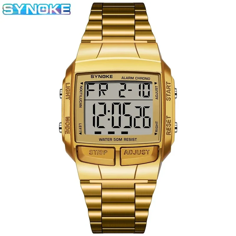 Herren Armbanduhr Digital Uhr Silber Edelstahl LED Quarzuhr Luxus Chronograph