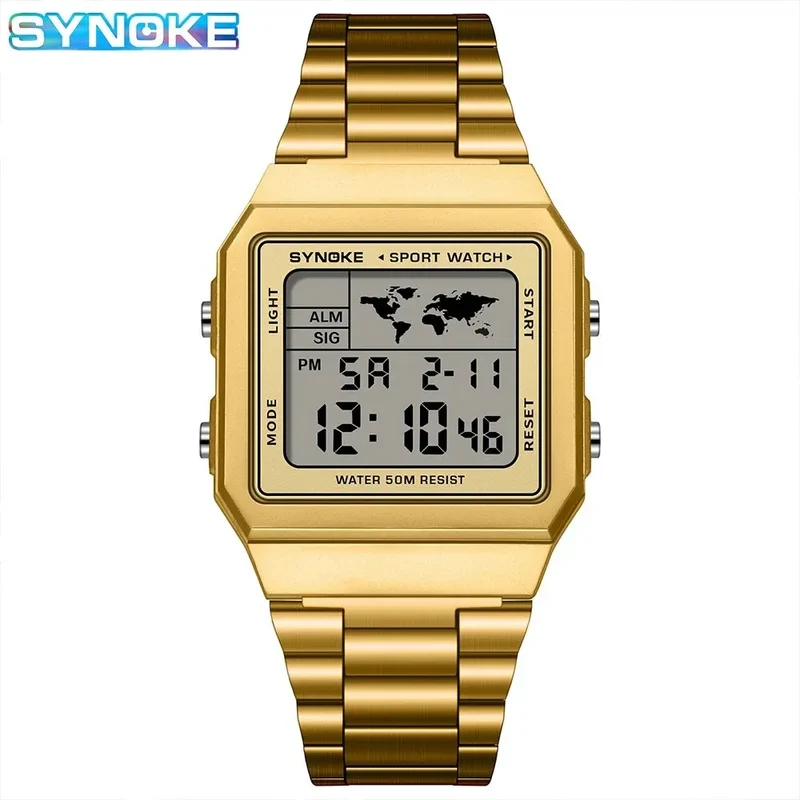 Herren Armbanduhr Digital Uhr Silber Edelstahl LED Quarzuhr Luxus Chronograph