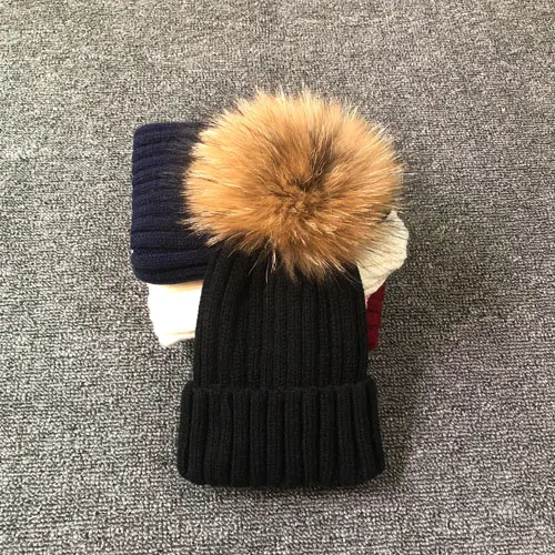 Damen Wolle Mütze Wintermütze Strickmütze Gefüttert Pudel Bommelmütze Skimütze
