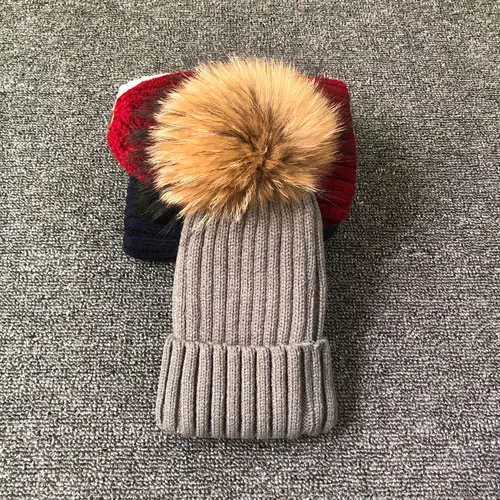 Damen Wolle Mütze Wintermütze Strickmütze Gefüttert Pudel Bommelmütze Skimütze
