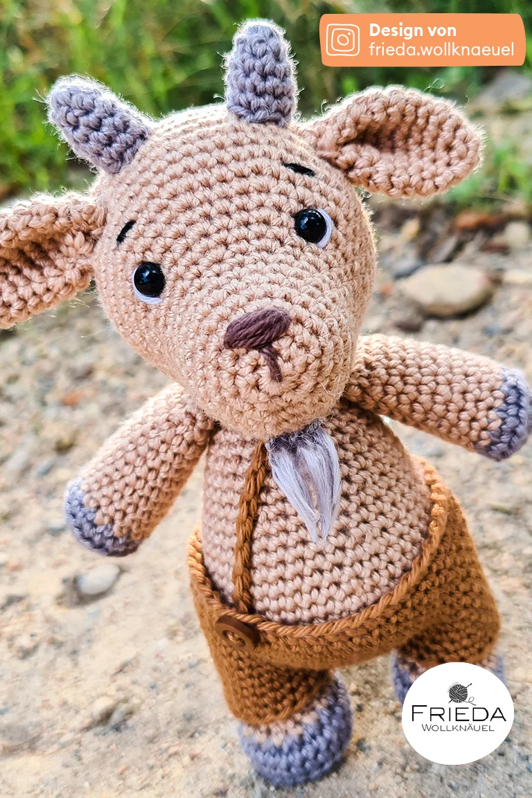 Anleitung Amigurumi-Ziege aus Baumwolle