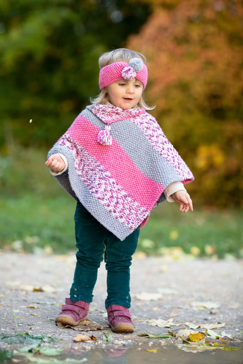 Anleitung Kinderponcho und Stirnband