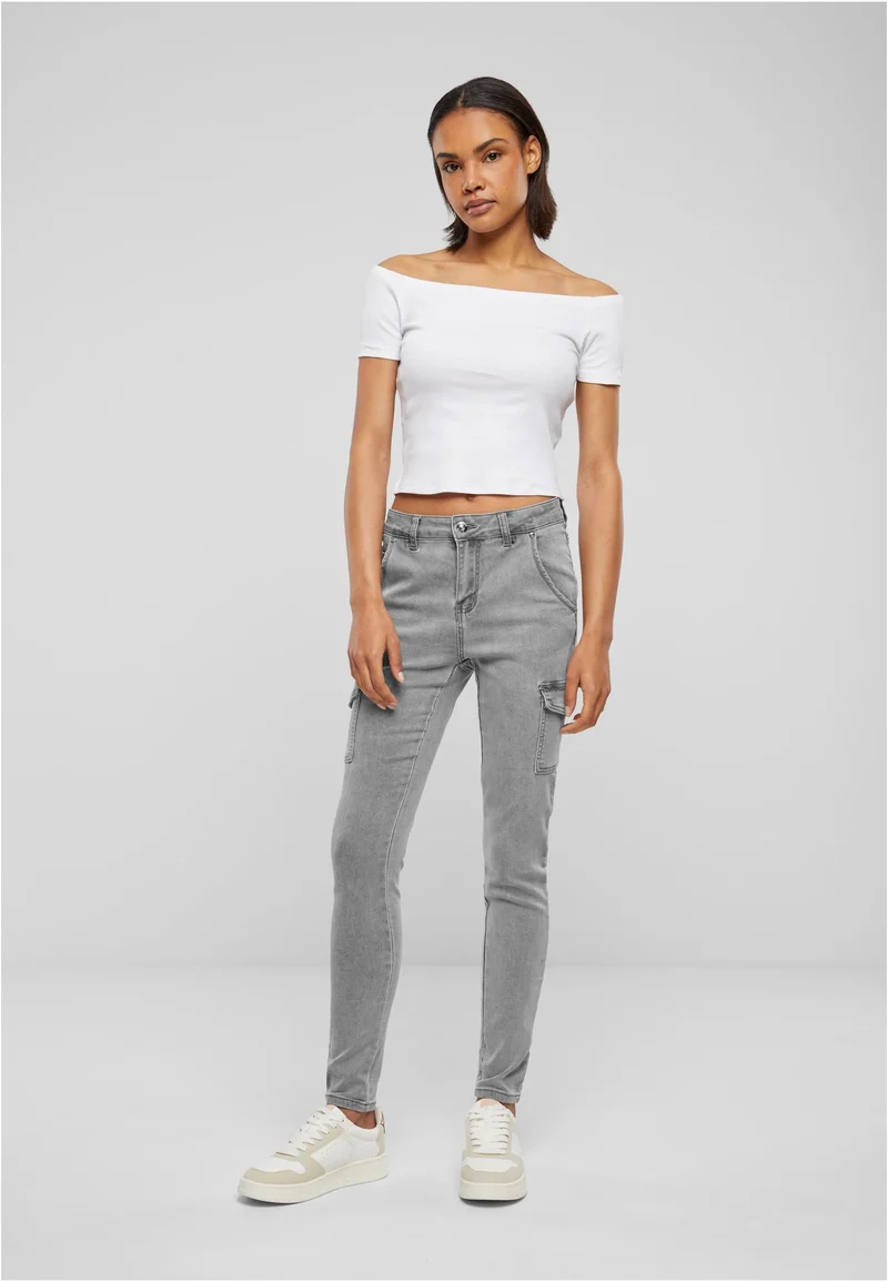 Cloud5ive Ladies High Waist Cargo Jeans