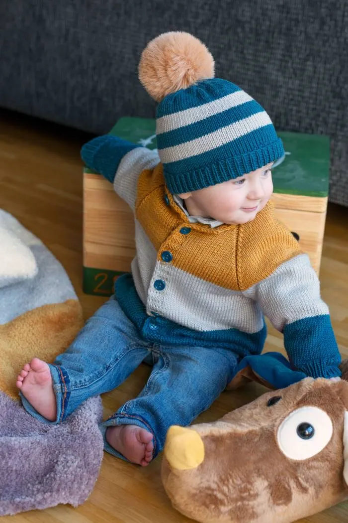Anleitung Baby-Mütze mit Fellbommel