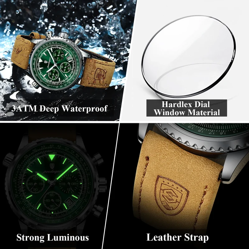 Herren Armbanduhr Digital Uhr Silber Edelstahl LED Quarzuhr Luxus Chronograph