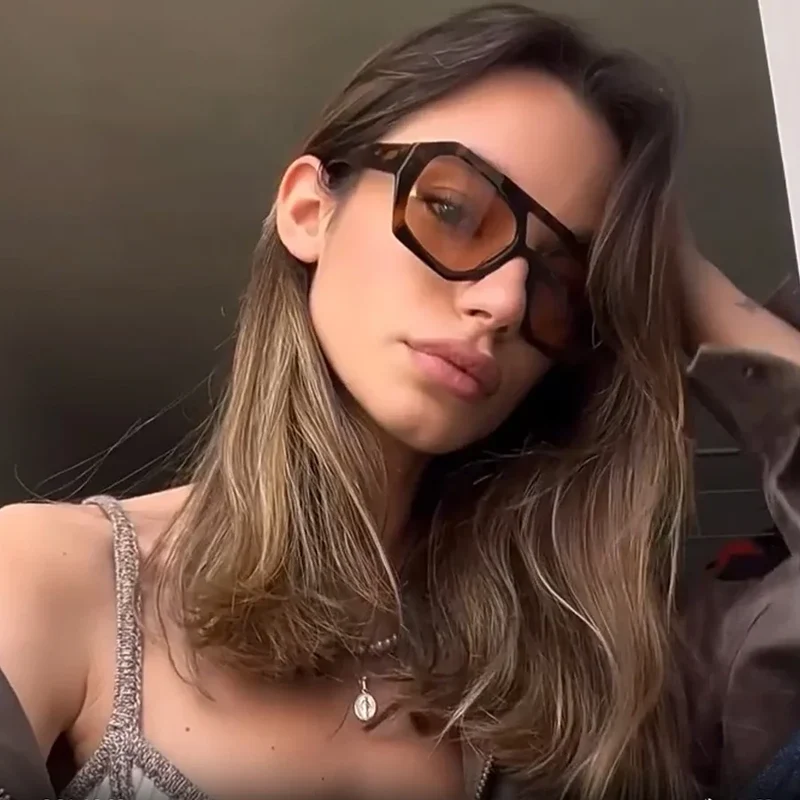 Damen Sonnenbrille Designer Luxus Brille Quadratische Übergröße Gläser Vintage