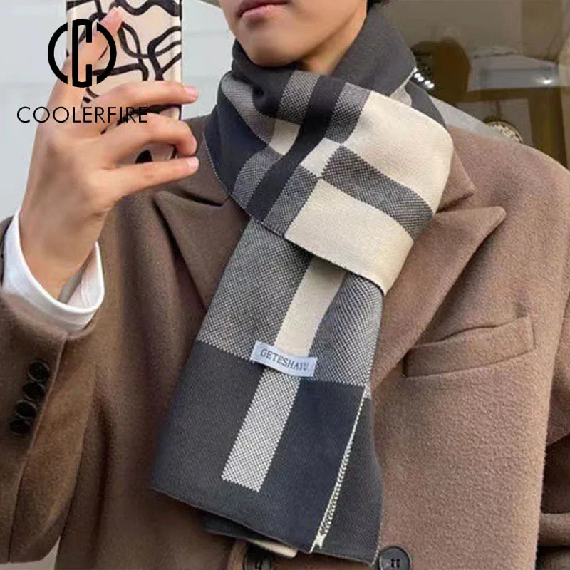 Herren Schal Winterschal Stola Schlauchschal Halstuch Wollschal Strickschal Loop