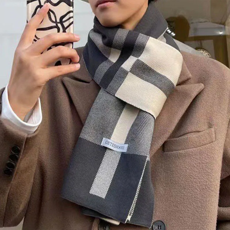 Herren Schal Winterschal Stola Schlauchschal Halstuch Wollschal Strickschal Loop