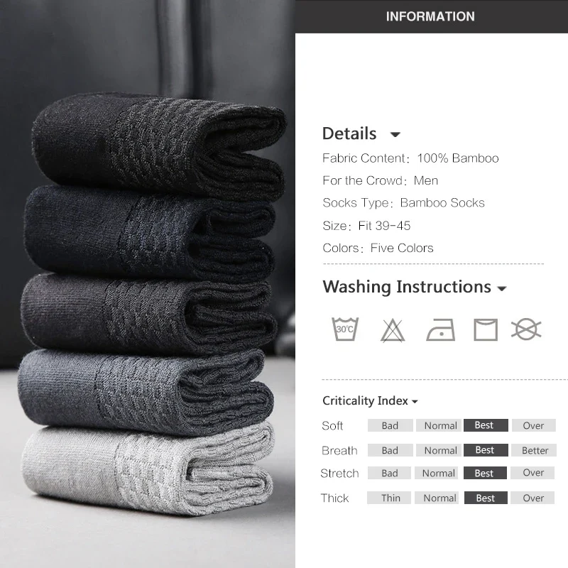 10 Paar Herren Business Socken aus Bambusfaser Atmungsaktives Größe 38-45