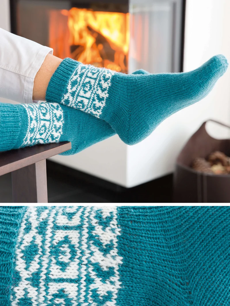 Anleitung Socken mit Einstrickmuster