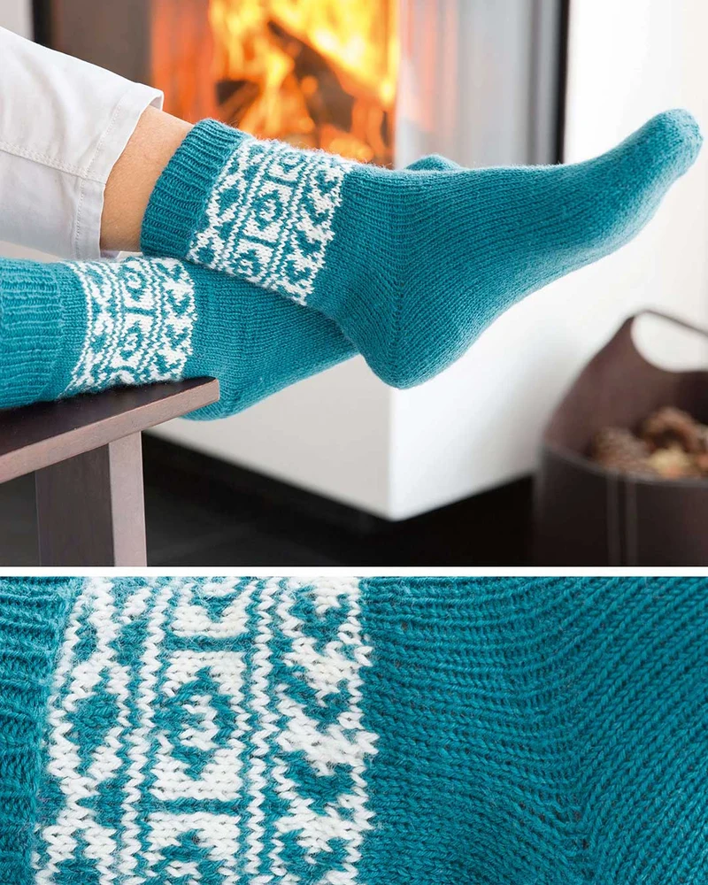 Anleitung Socken mit Einstrickmuster