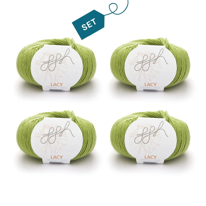 ggh Lacy | Set mit 4 x 25g (insg. 100g) - 006 - Apfelgrün