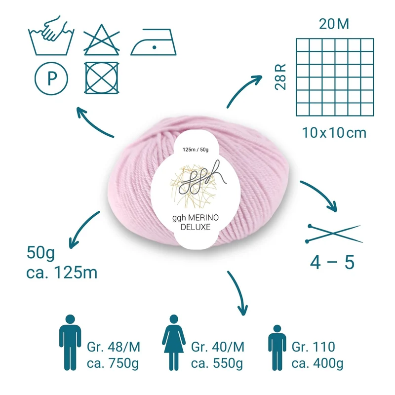 ggh Merino Deluxe - 300g Set (6x50g) - 015 - Zartrosa