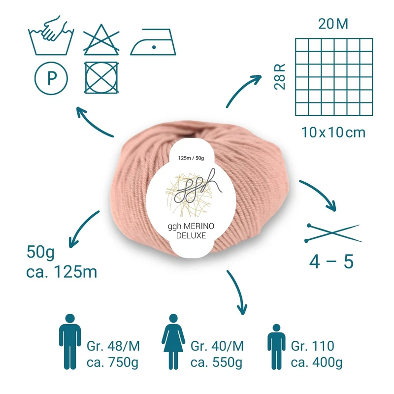ggh Merino Deluxe - 300g Set (6x50g) - 014 - Flamingo Pink