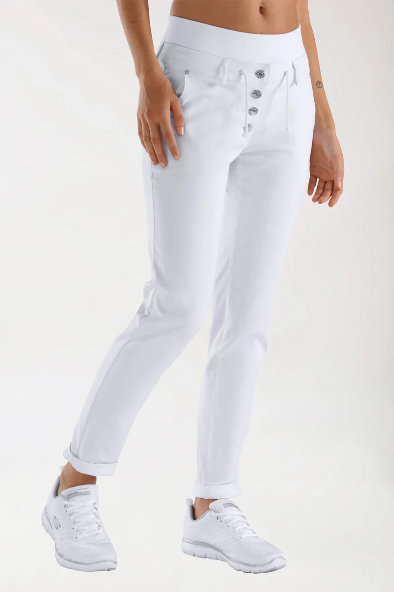 Comfort Stretch Hose Damen - elastischer Strickbund weiß