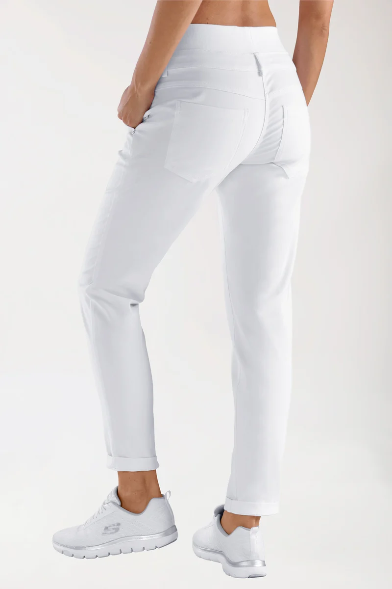 Comfort Stretch Hose Damen - elastischer Strickbund weiß