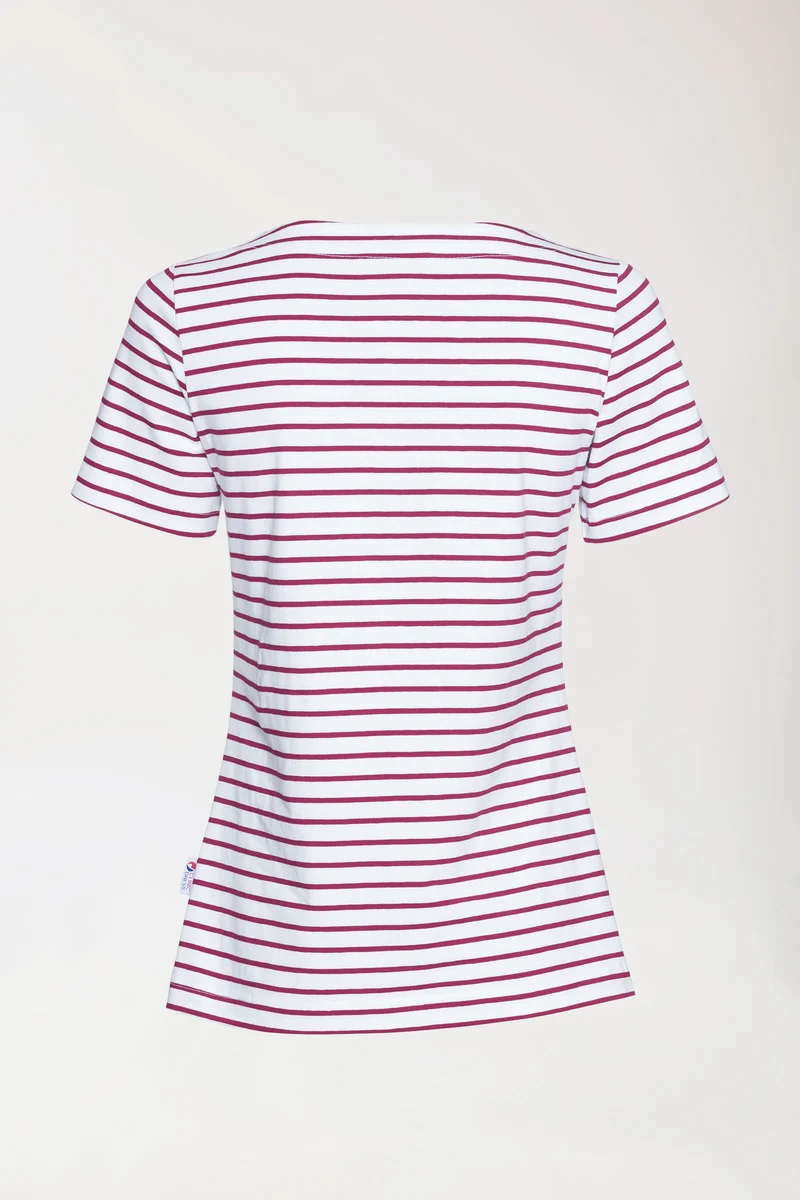 Shirt Damen - 1/2 Arm weiß/bordeaux