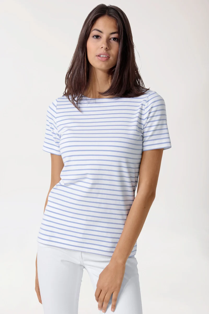 Shirt Damen - 1/2 Arm weiß/blau