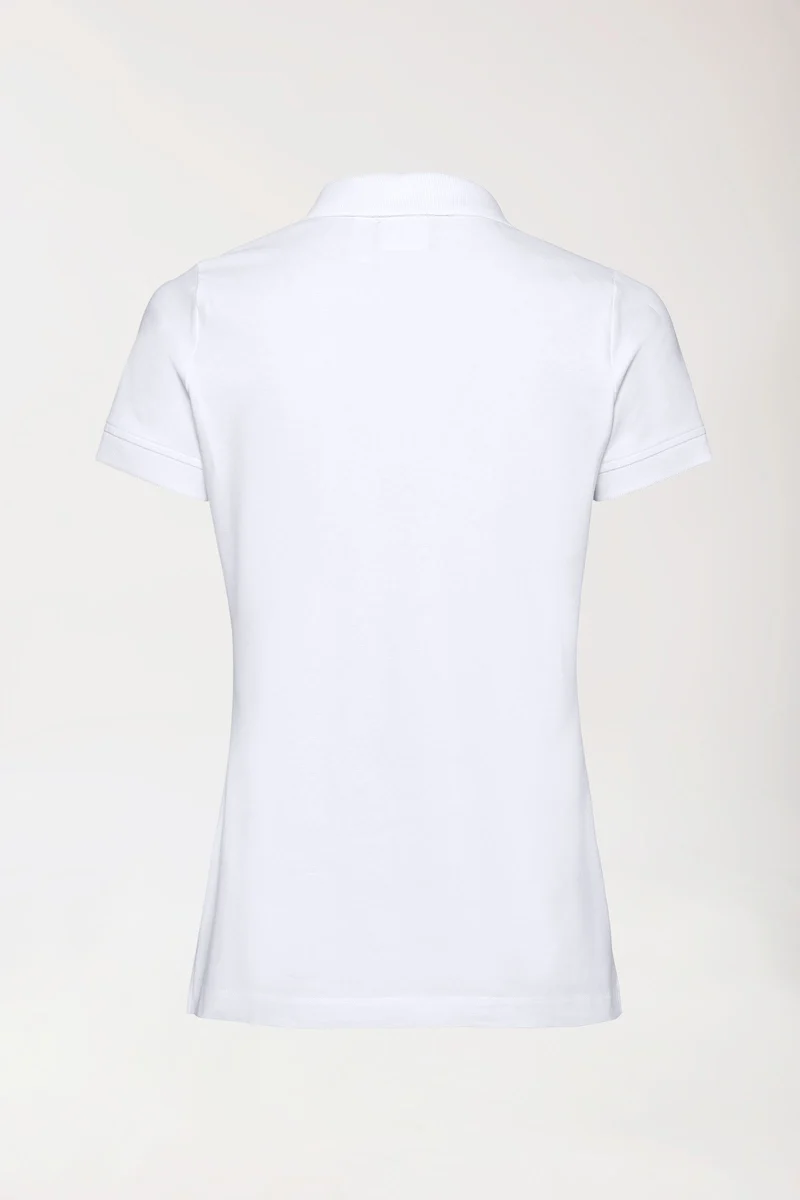 Stretch Shirt Damen - Polokragen - Knopfleiste weiß