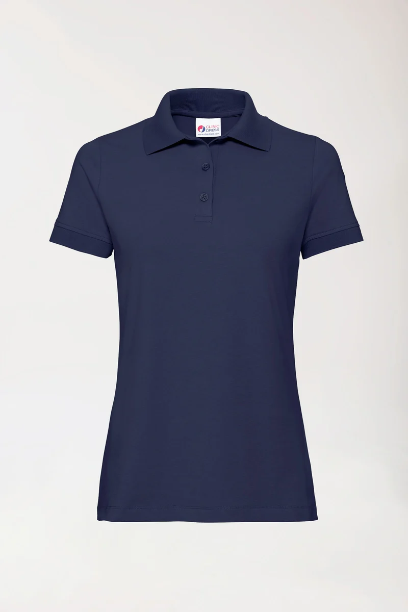 Stretch Shirt Damen - Polokragen - Knopfleiste navy