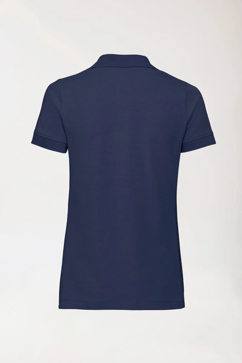 Stretch Shirt Damen - Polokragen - Knopfleiste navy
