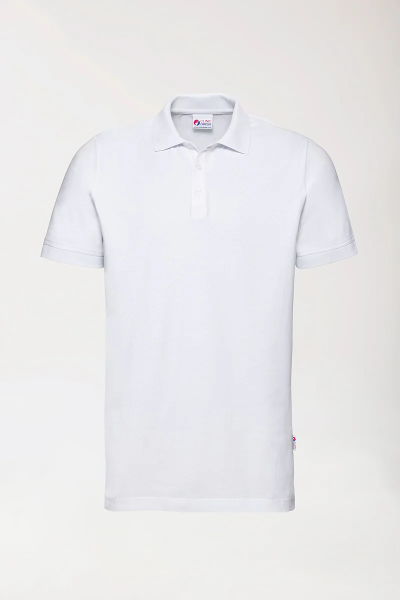 Stretch Shirt Herren - Polokragen - Knopfleiste weiß