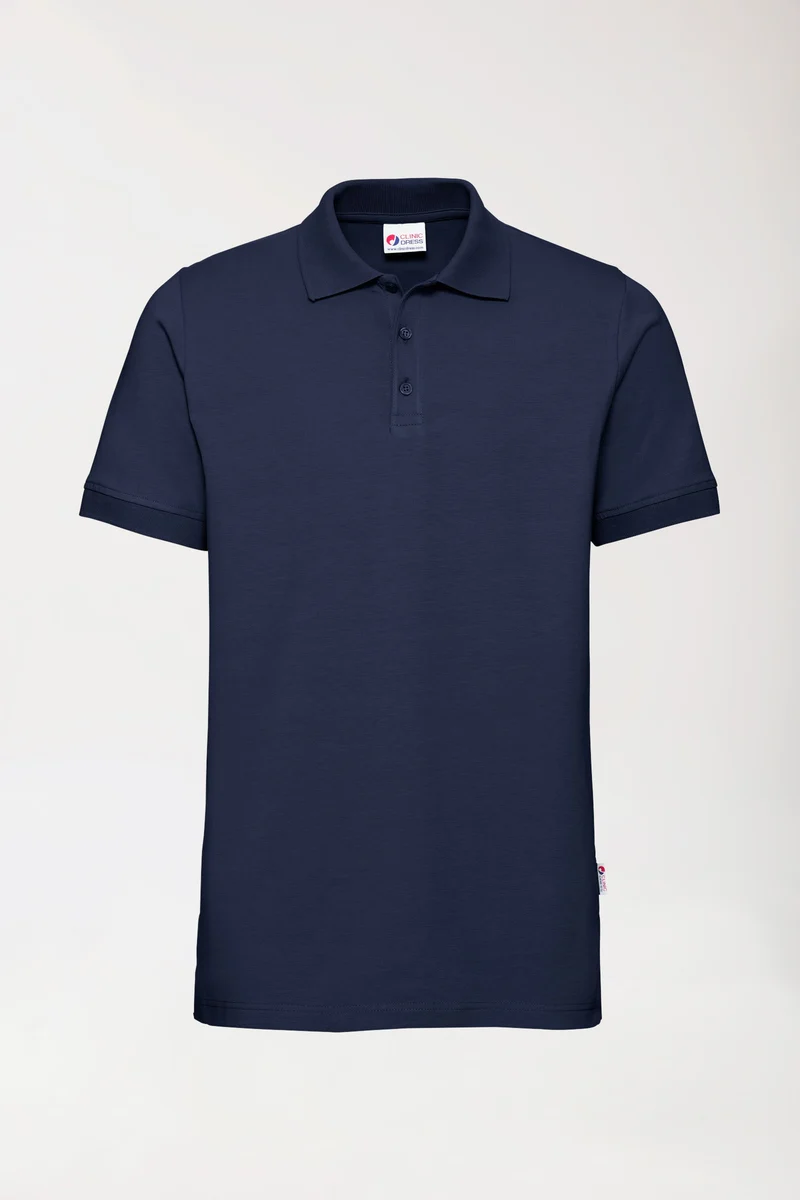Stretch Shirt Herren - Polokragen - Knopfleiste navy