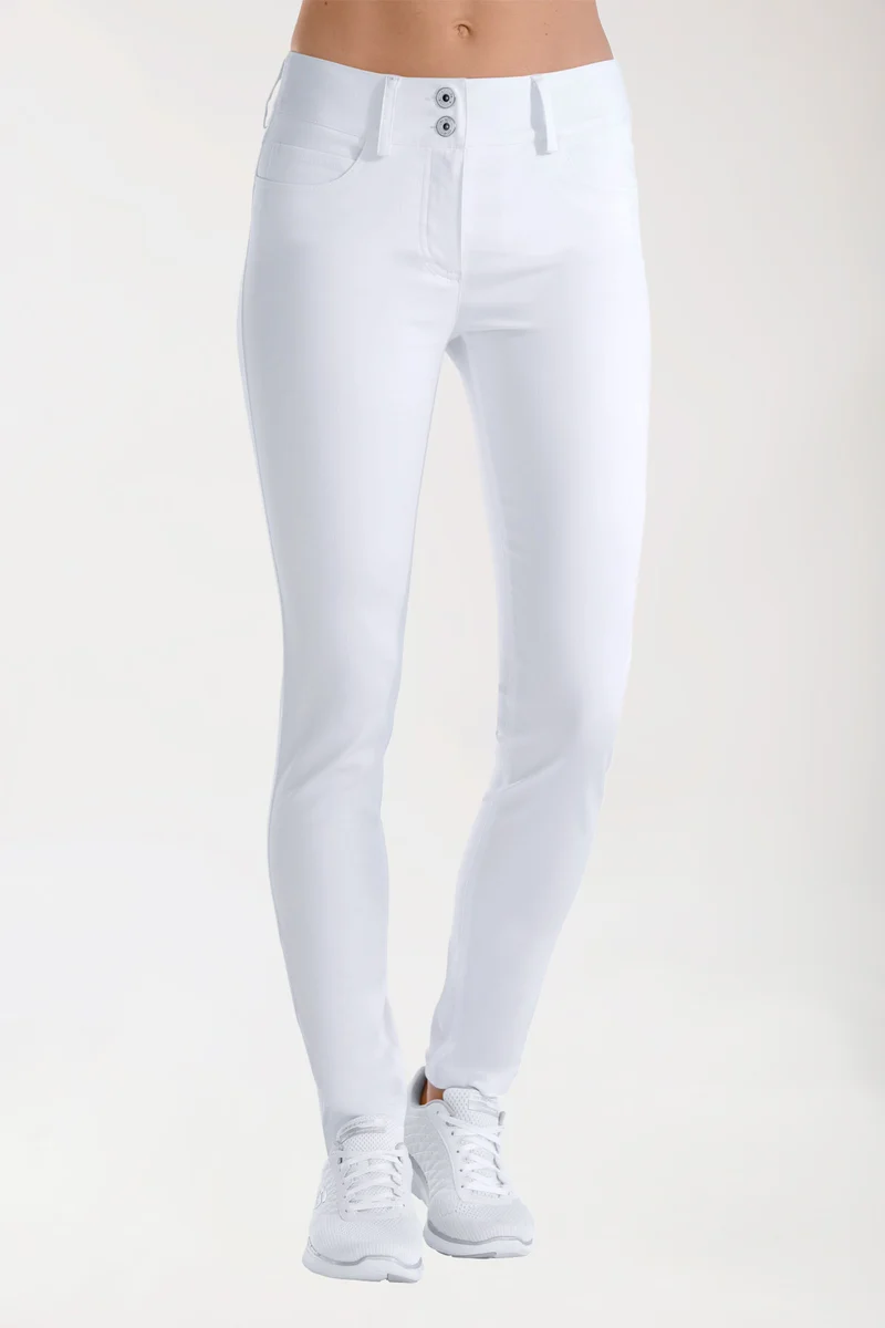 Comfort Stretch Hose Damen - 5-Pocket mit breitem Bund weiß