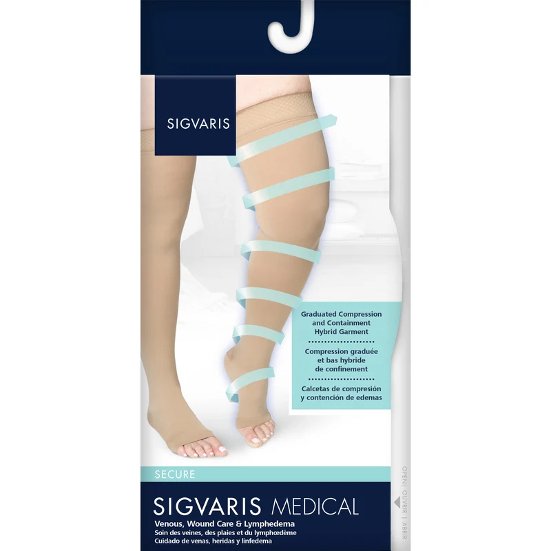 Sigvaris Secure Thigh High 30-40 mmHg, Open Toe