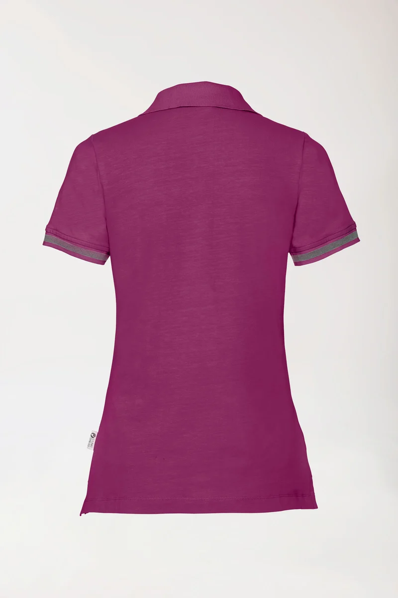 Stretch Shirt Damen - Polokragen berry/dunkelgrau melange