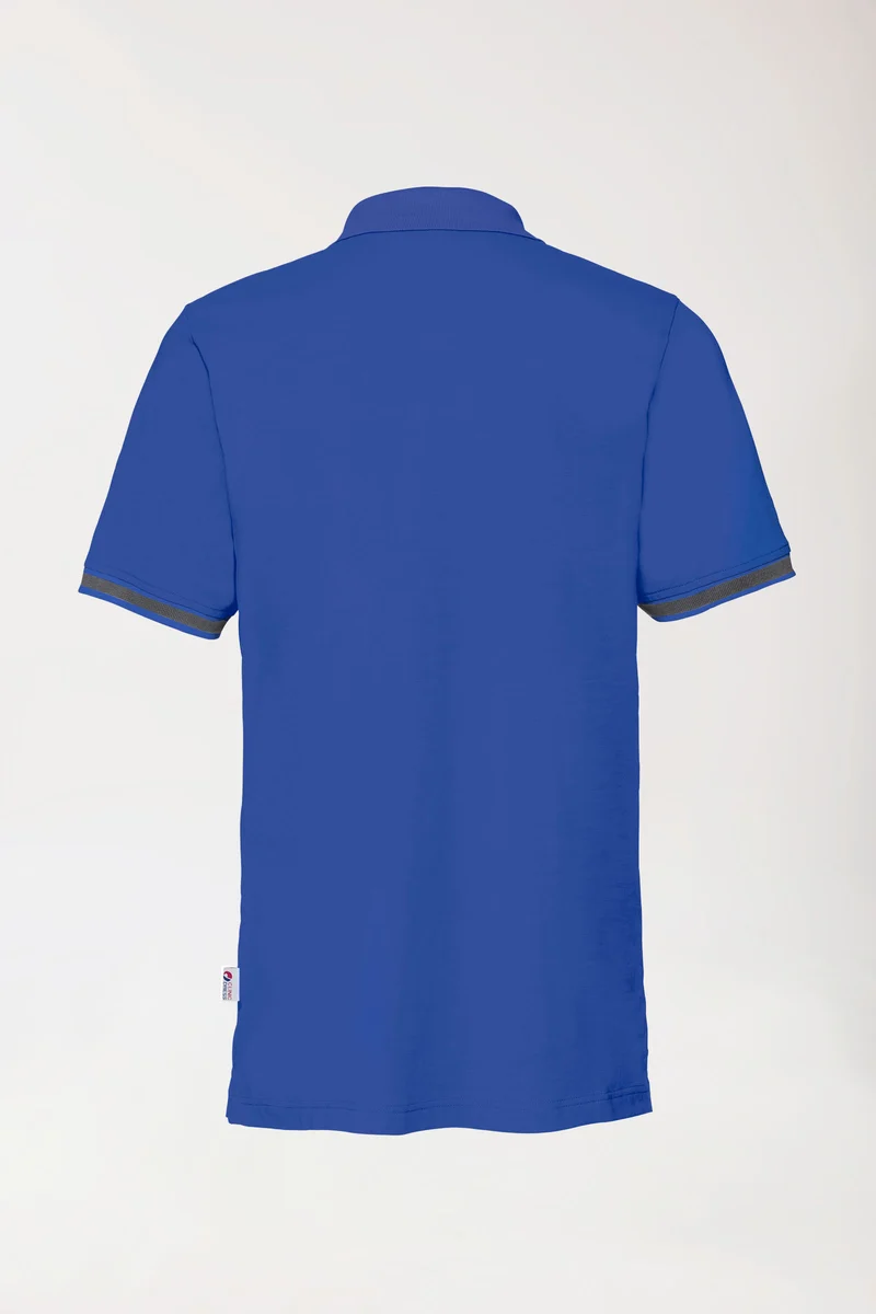 Stretch Shirt Herren - Polokragen königsblau/dunkelgrau melange