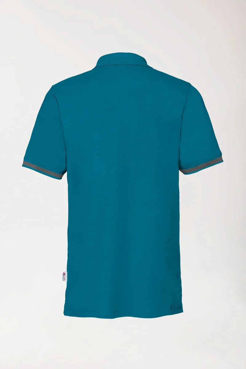 Stretch Shirt Herren - Polokragen petrol/dunkelgrau melange