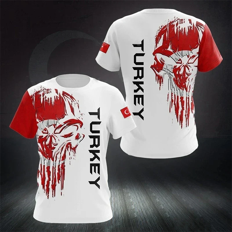 Herren T-Shirt Fashion Türkei Fan Trikot Rundhals Unisex Sommer Streetwear