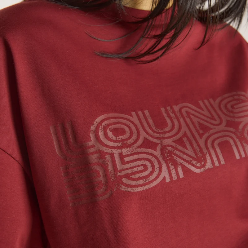 Übergroße T-Shirt mit Logo - Burgunderrot