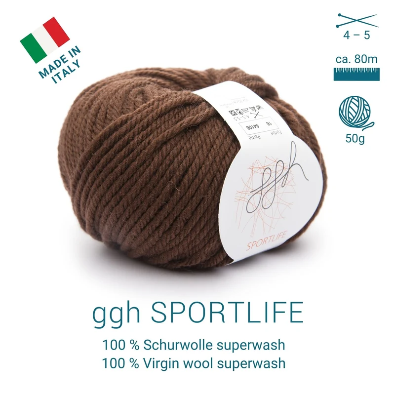 ggh Sportlife | Schurwolle | 80m/50g | 018 - Haselnussbraun