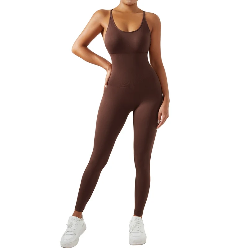 Yoga Fitness Overalls Jumpsuit Gym Stretch Leggings Jogging Anzug Top Push Up