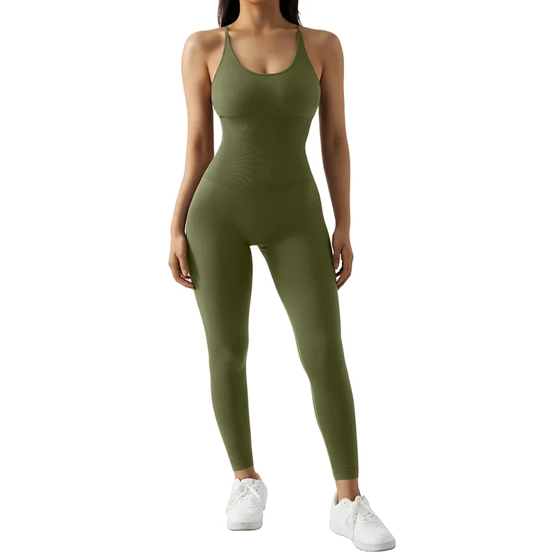 Yoga Fitness Overalls Jumpsuit Gym Stretch Leggings Jogging Anzug Top Push Up