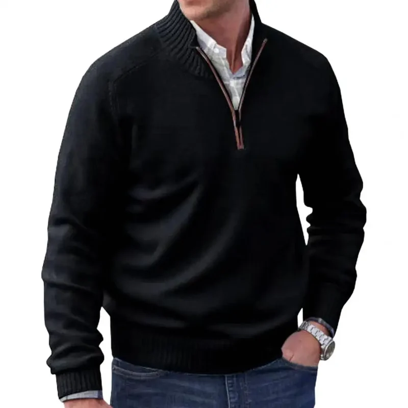 Herren Pullover Sweatshirt Troyer Pulli Sweater Stehkragen Zipper Langarmpulli
