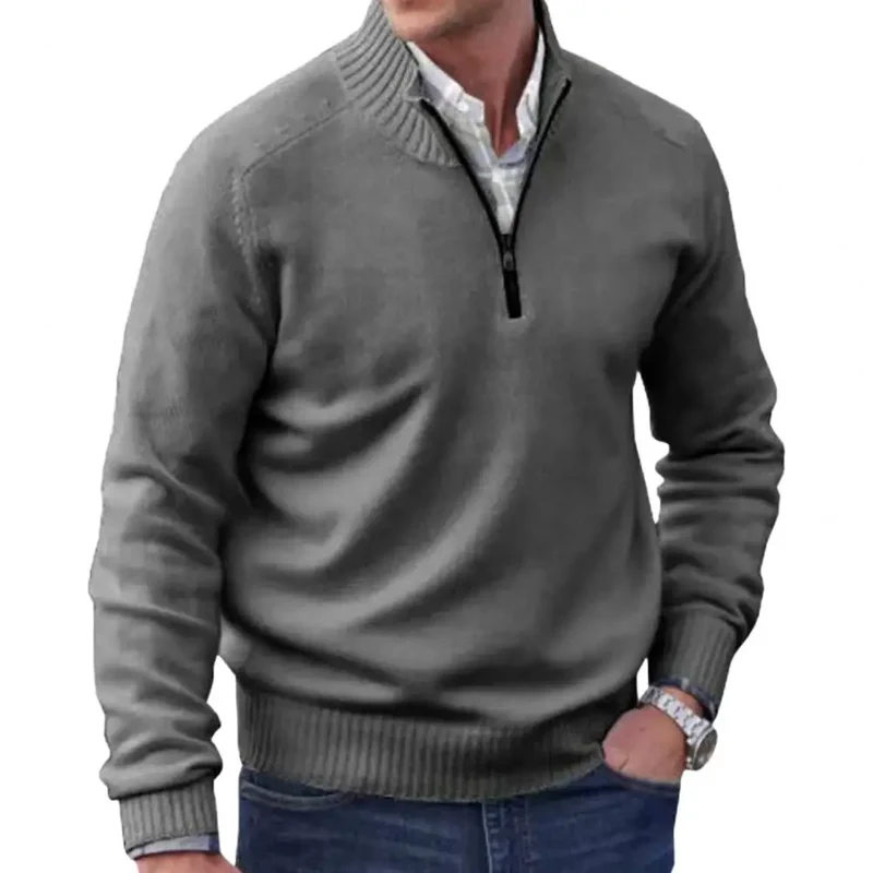 Herren Pullover Sweatshirt Troyer Pulli Sweater Stehkragen Zipper Langarmpulli