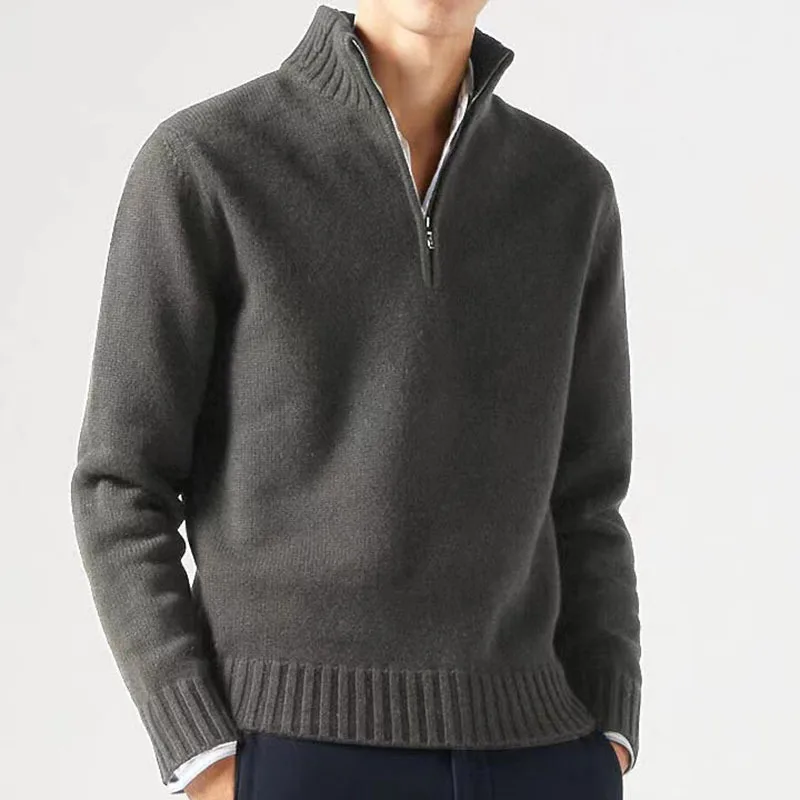 Herren Pullover Sweatshirt Troyer Pulli Sweater Stehkragen Zipper Langarmpulli
