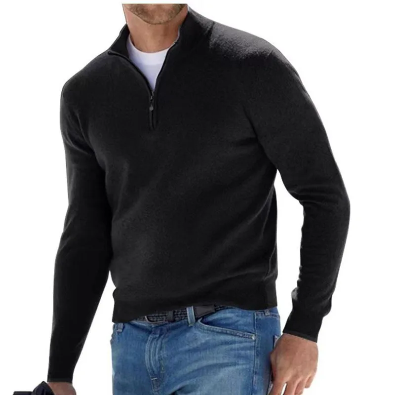 Herren Pullover Sweatshirt Troyer Pulli Sweater Stehkragen Zipper Langarmpulli
