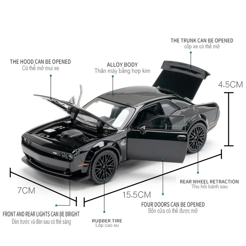 1:32 Modellauto Challenger SRT Metall Spielzeug Kinder Automodell Geschenk