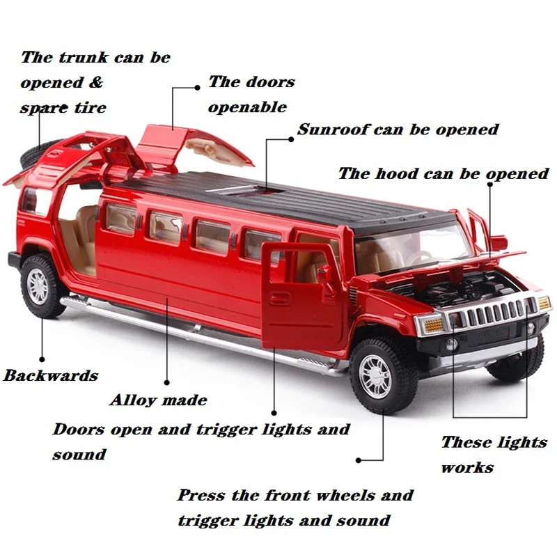 1:32 Modellauto Hummer Limousine Metall Spielzeug Kinder Automodell Geschenk