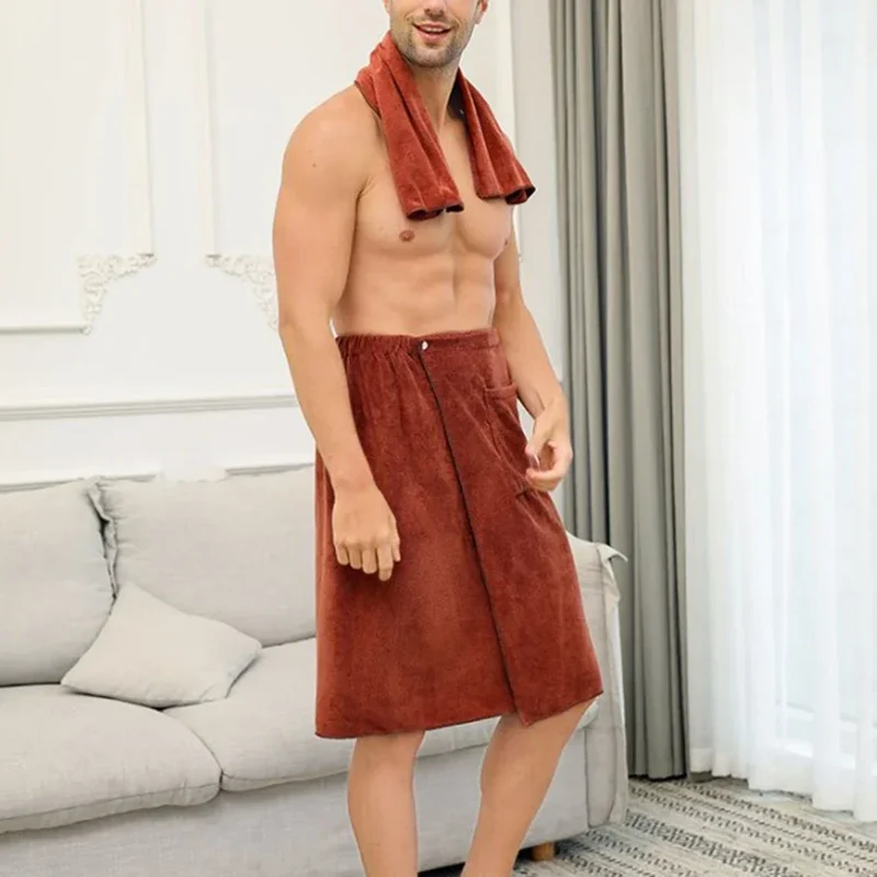 Saunatuch Herren Handtuch Saunakilt Sarong Kilt Wellness Sauna Tuch mit Tasche