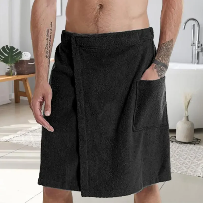 Saunatuch Herren Handtuch Saunakilt Sarong Kilt Wellness Sauna Tuch mit Tasche