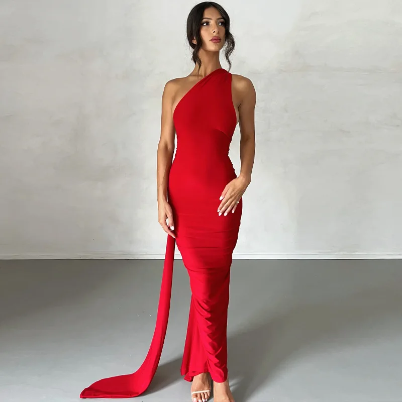 Frauen Kleid rückenfreies Partykleid Langeskleid Maxikleid Träger Abendkleid