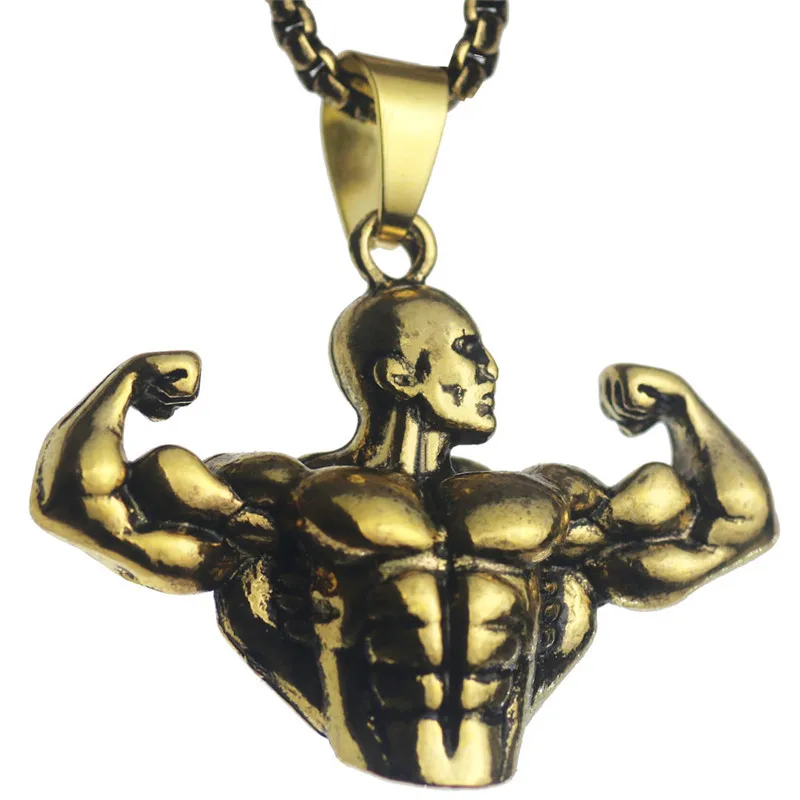 Halskette Anhänger Edelstahl Hantel Fitness Gym Bodybuilding Schmuck Geschenk