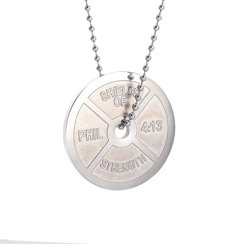 Halskette Anhänger Edelstahl Hantel Fitness Gym Bodybuilding Schmuck Geschenk